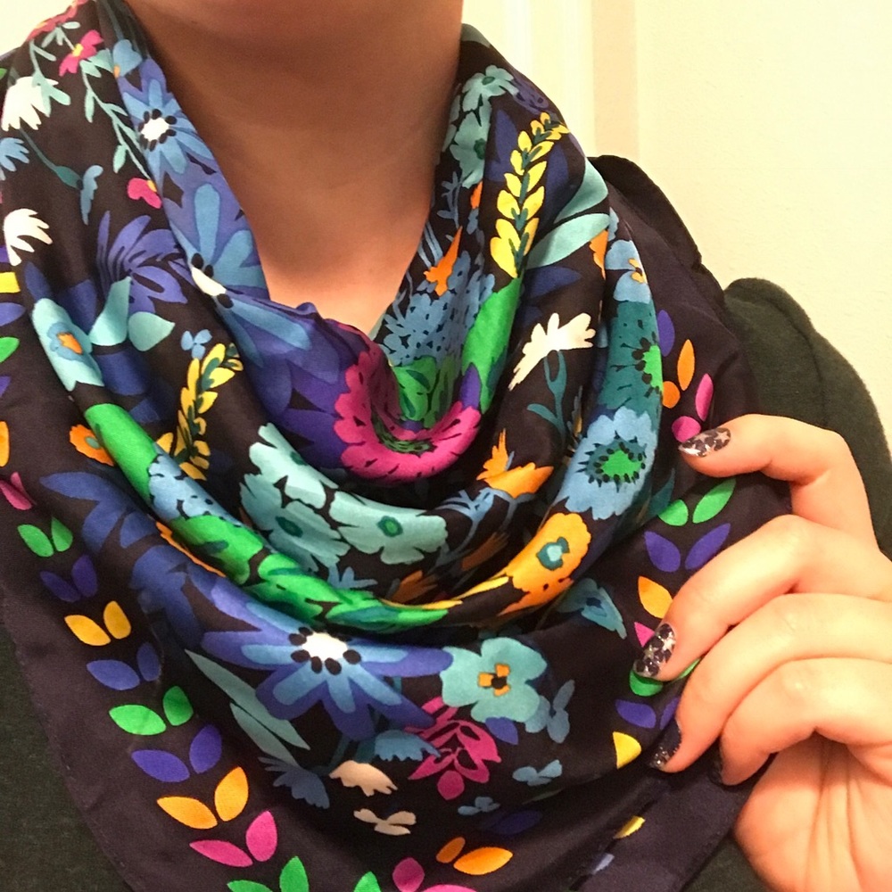 Square Floral Silk Scarf